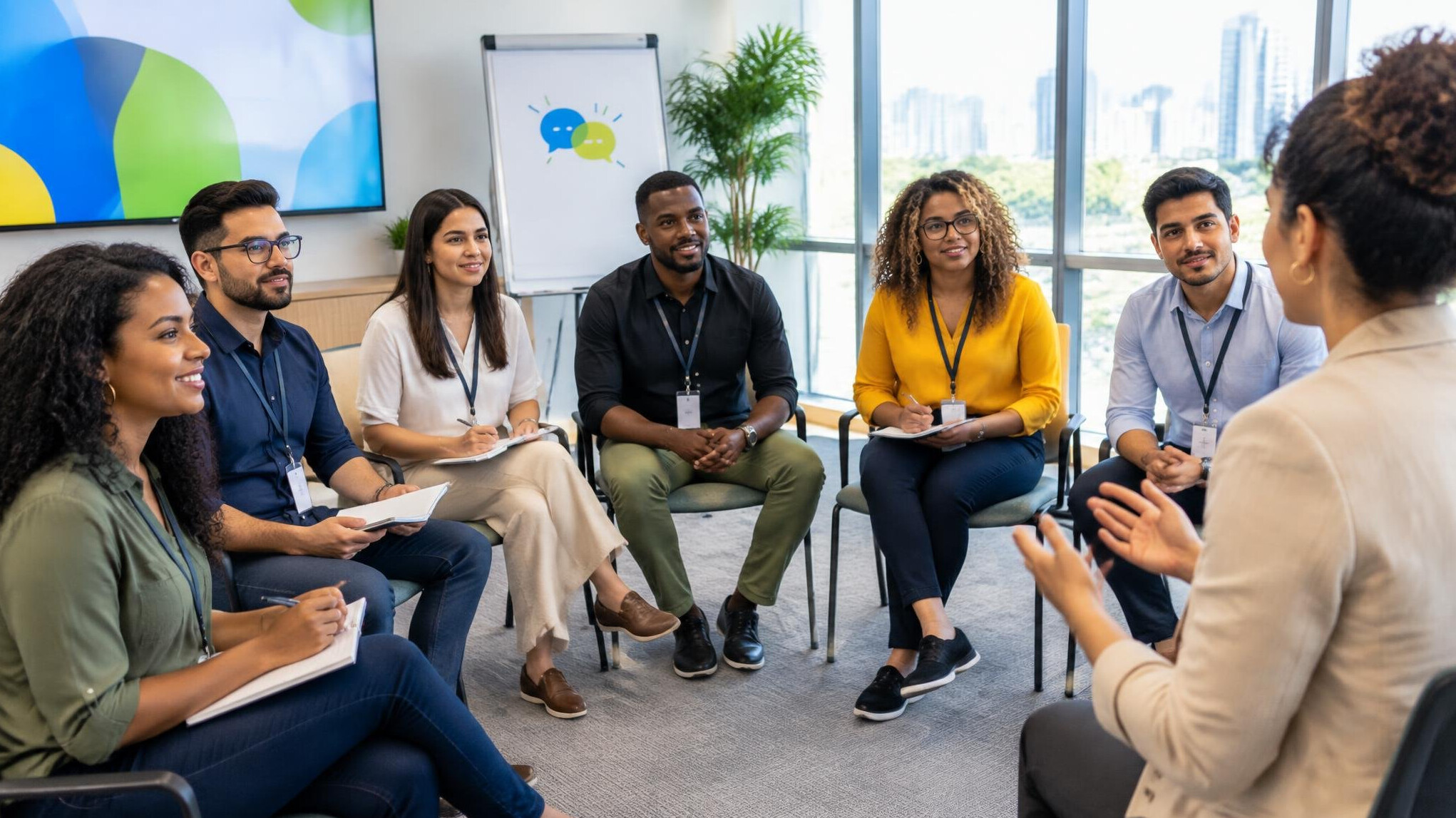 Corporate team in a communication training workshop